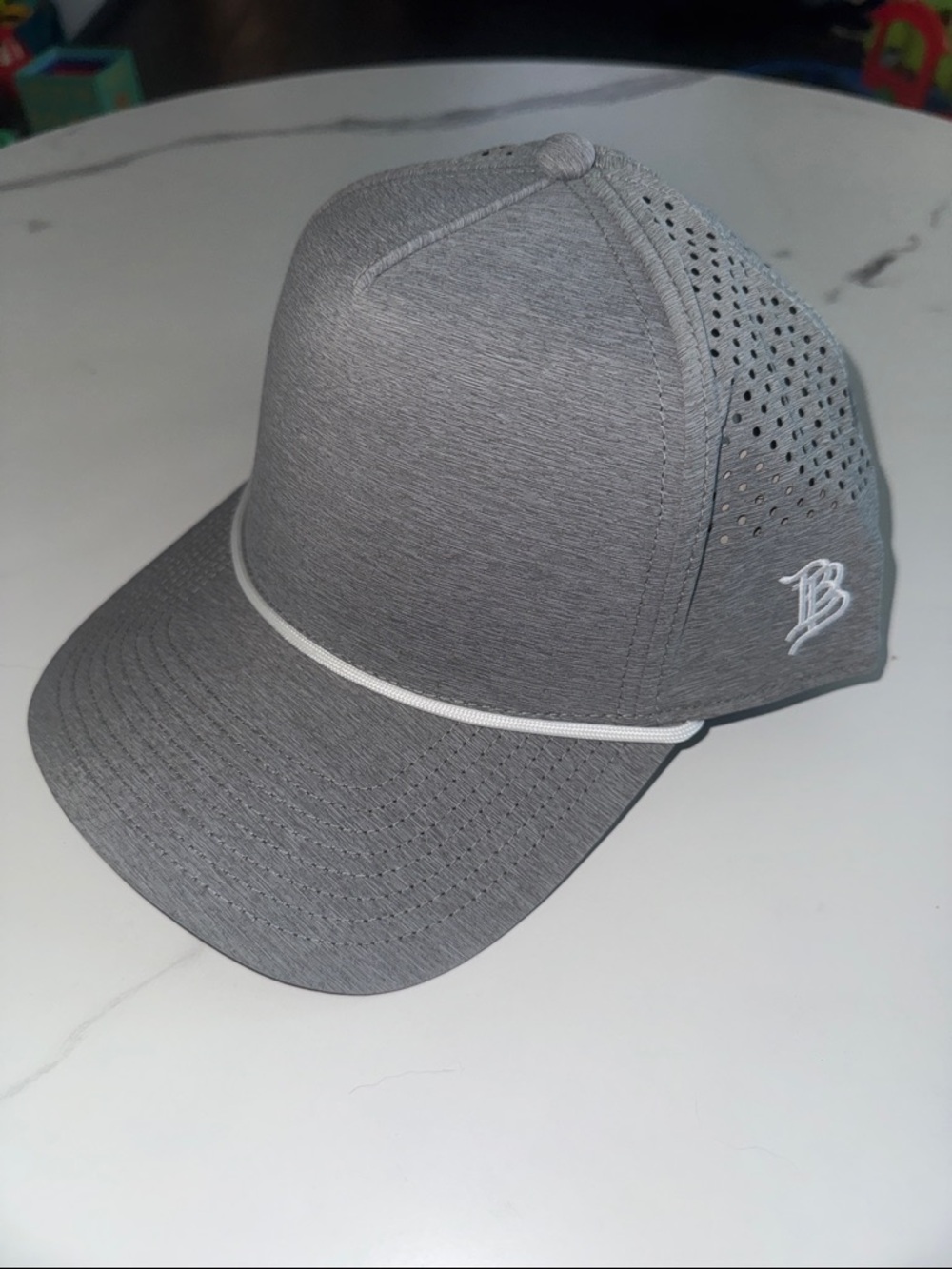 Heather grey blank branded bills cap with white rope - Picture 2 of 3